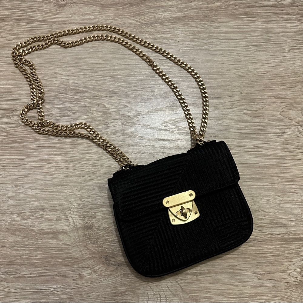 Talbots Black Quilted Sateen Crossbody Mini Wallet Purse